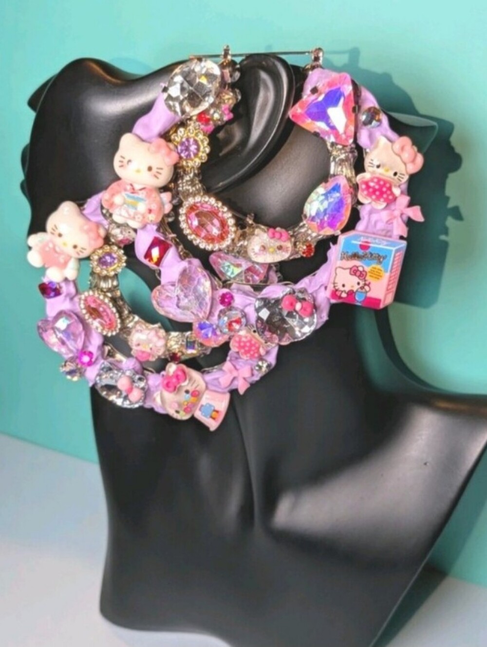 Hand Crafted XL Pastel Lavender and Pink Charm Hoop Earrings